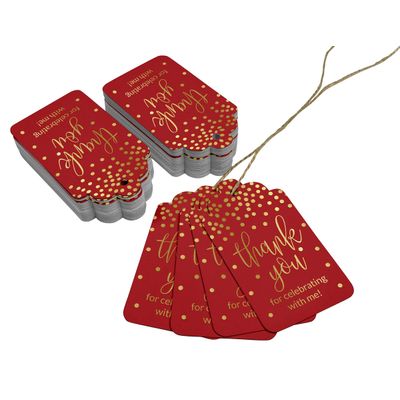 Etiquetas de Papel Metalizado 'Obrigado por Celebrar Comigo' para Lembrancinha de Aniversário - Inkdotpot 50 Etiquetas Metalizadas / Vermelho - Ouro Rosé