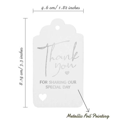 Etiqueta Foil 'Obrigado por Compartilhar Nosso Dia Especial' para Chá de Noiva/Bebê/Aposentadoria/Casamento/Aniversário - Inkdotpot 50 Etiquetas Metalizadas / Branco - Prata