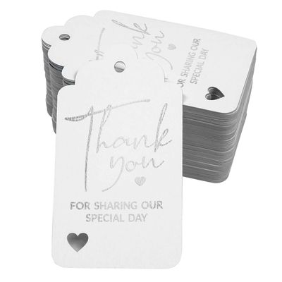 Etiqueta Foil 'Obrigado por Compartilhar Nosso Dia Especial' para Chá de Noiva/Bebê/Aposentadoria/Casamento/Aniversário - Inkdotpot 50 Etiquetas Metalizadas / Branco - Prata