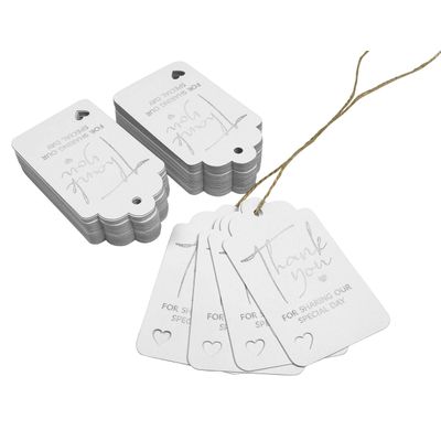 Etiqueta Foil 'Obrigado por Compartilhar Nosso Dia Especial' para Chá de Noiva/Bebê/Aposentadoria/Casamento/Aniversário - Inkdotpot 50 Etiquetas Metalizadas / Branco - Prata