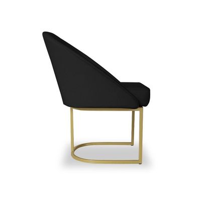 Poltrona Lua Decorativa Giratória em Veludo Preto para Quarto