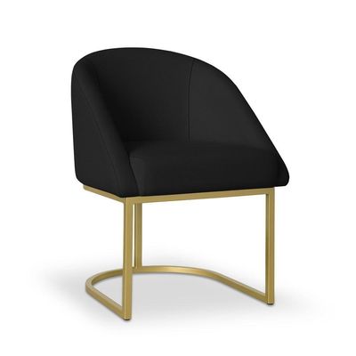 Poltrona Lua Decorativa Giratória em Veludo Preto para Quarto