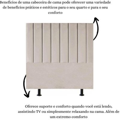 Cabeceira Estofada Cama Box Casal 140 Cm Sophia Carla Suede Cor:bege