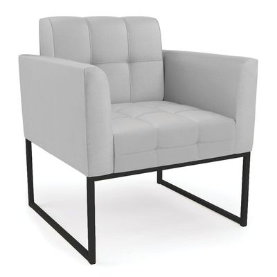 Kit 2 Poltronas Sala Elisa Decorativa Base Industrial Couro Sintético Cinza D'Rossi