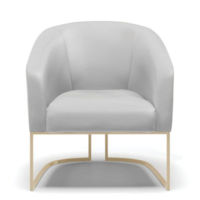 Poltrona Sala Decorativa Kit 2 Stella Base Industrial Champanhe Sintético D03 - D'rossi Cinza