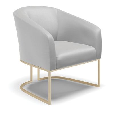 Poltrona Sala Decorativa Kit 2 Stella Base Industrial Champanhe Sintético D03 - D'rossi Cinza