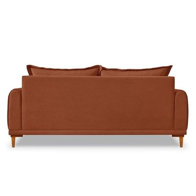 Sofá Living 2 Lugares 1,80m Livia Bouclê Pés De Madeira - Pallazio Cor Terracota
