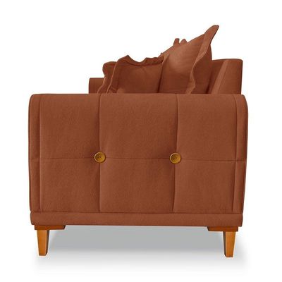 Sofá Living 2 Lugares 1,80m Livia Bouclê Pés De Madeira - Pallazio Cor Terracota