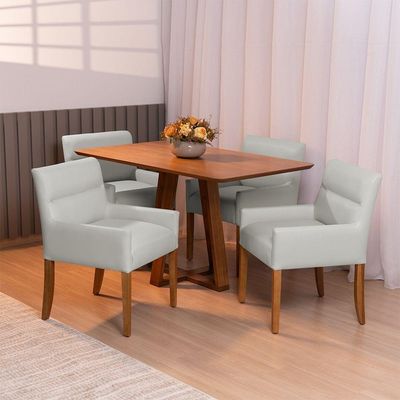 Kit 4 Cadeiras Para Mesa De Jantar Angel Base Madeira Corano Fendi - Nexta Casa