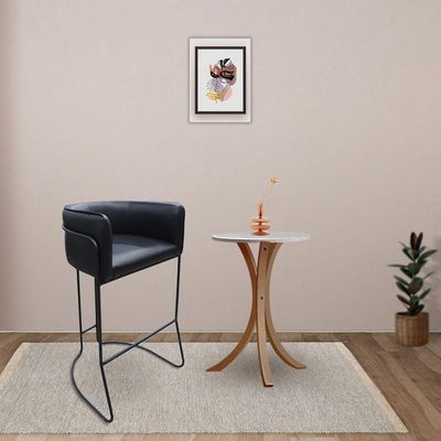 Kit 04 Banquetas Alta Com Encosto Betina Base Preto Fosco Corano Preto - Nexta Casa