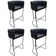 Kit 04 Banquetas Alta Com Encosto Betina Base Preto Fosco Corano Preto - Nexta Casa
