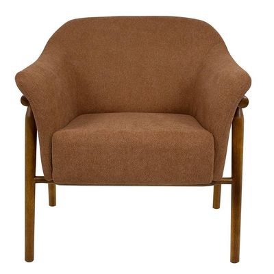 Kit 02 Poltronas Luna Base Madeira Poliéster Bouclé Terracota - Nexta Casa