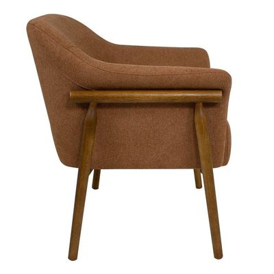 Kit 02 Poltronas Luna Base Madeira Poliéster Bouclé Terracota - Nexta Casa