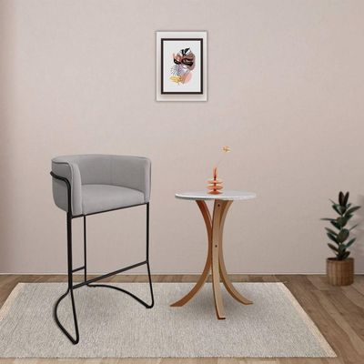 Kit 02 Banquetas Alta Com Encosto Betina Base Preto Poliéster Cinza - Nexta Casa