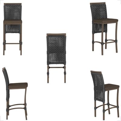 Mesa Bistrô E 4 Banquetas Roma Marrom Corda Estofado 9 Trama Preto
