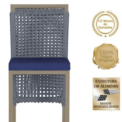 Mesa Bistrô E 2 Banquetas Roma Fendi Corda Estofado 10 Trama Prata
