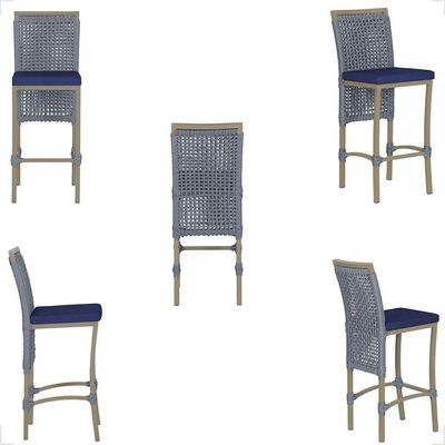 Mesa Bistrô E 2 Banquetas Roma Fendi Corda Estofado 10 Trama Prata