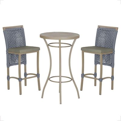 Mesa Bistrô E 2 Banquetas Roma Fendi Corda Estofado 7 Trama Prata