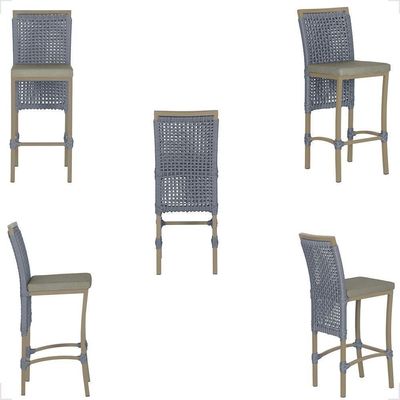 Mesa Bistrô E 2 Banquetas Roma Fendi Corda Estofado 7 Trama Prata
