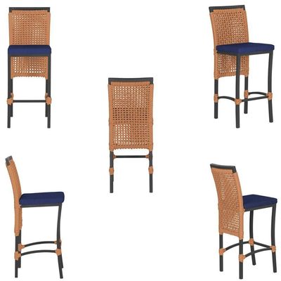 Mesa Bistrô 2 Banquetas Roma Preta Corda Estofado 10 Trama Terra Cota