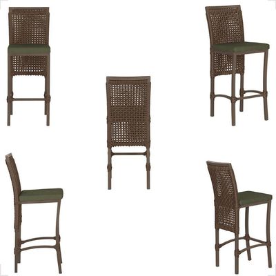 Mesa Bistro E 4 Banquetas Roma Marrom Corda Náutica 13 Marrom
