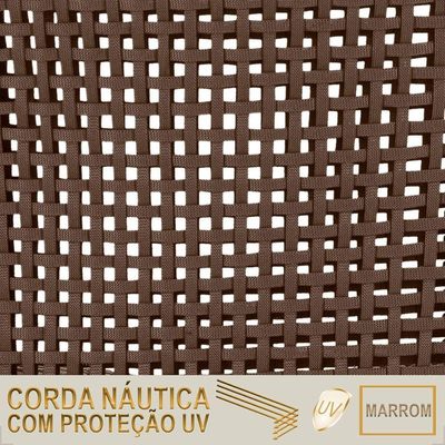 Mesa Bistro E 4 Banquetas Roma Marrom Corda Náutica 13 Marrom