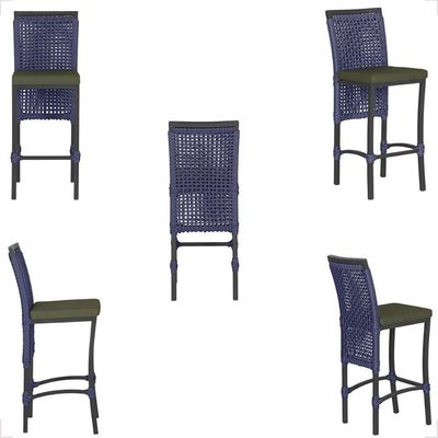 Mesa Bistro E 2 Banquetas Roma Preta Corda Náutica 13 Trama Azul