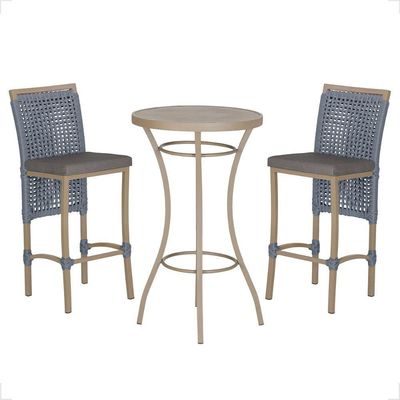 Mesa Bistro E 2 Banquetas Roma Fendi Corda Náutica 11 Prata