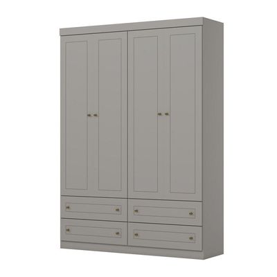 Guarda Roupa Solteiro 4 Portas E 4 Gavetas Amy Casa 812 Cinza