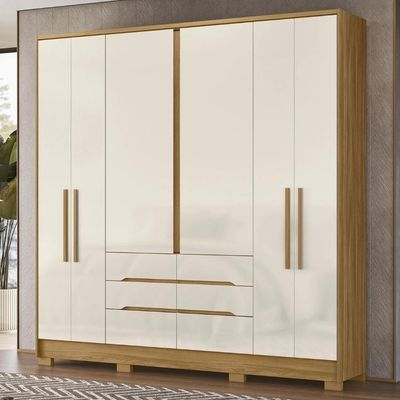 Guarda Roupa Casal 216cm 6 Portas Alabama Freijó-off Z17 - Mpozenato