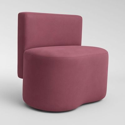 Puff Orgânico Feijão Com Encosto Curvo Redondo Sala Resistente Confortável Suede Rose