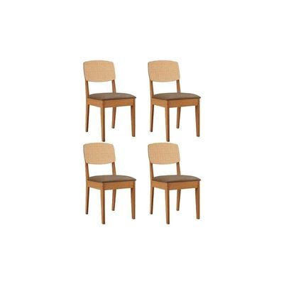 Cadeira De Cozinha Havana Premium Kit 4 Un Naturalle/suede Capuccino - Rufato