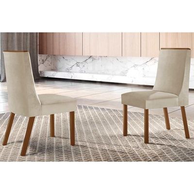 Cadeira De Cozinha Dakota Kit 2 Un Imbuia - Naturale/suede Creme - Rufato