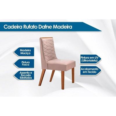 Cadeira De Cozinha Dafne Kit 6 Un Naturale/linho Capuccino - Rufato