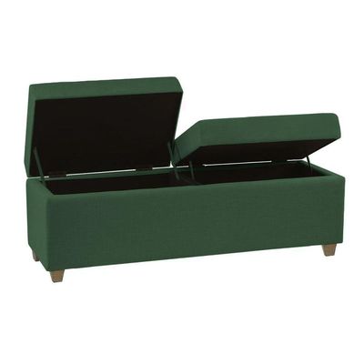 Canto Alemão Recamier Bau + Painel Madri 120cm Veludo Verde - Inova Decor