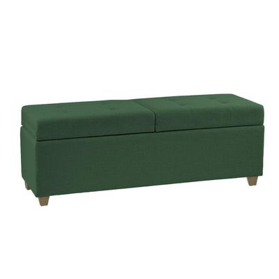 Canto Alemão Recamier Bau + Painel Madri 140cm Veludo Verde - Inova Decor