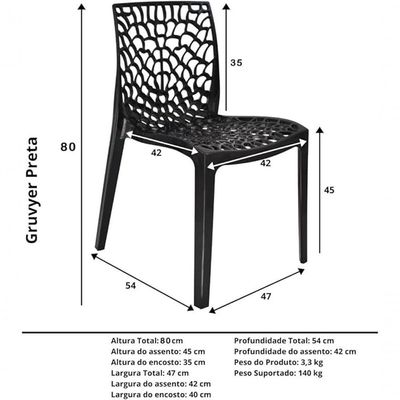 Cadeira Preta Gruvyer Para Cozinha-mesa-jantar-varanda