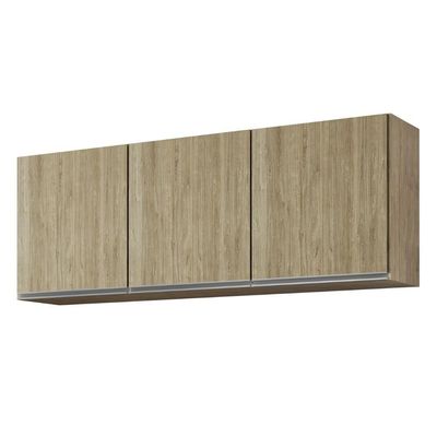 Armário De Cozinha Aéreo 150cm Com 3 Portas Argélia Castanho - Lumil