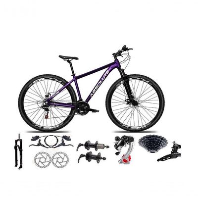 Bicicleta Aro 29 Absolute Nero 5 Alumínio 24v Câmbios Shimano K7 Freio Hidráulico Garfo Comtrava Roxo Tam: 19