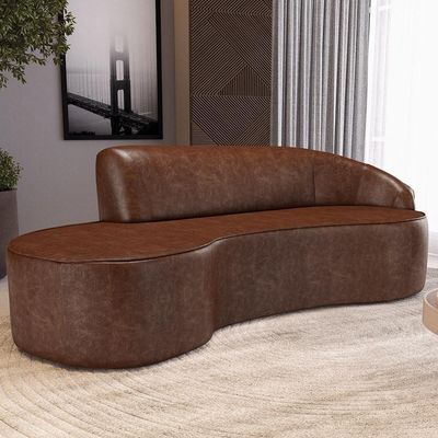 Sofá 3 Lugares Curvo Living Firenze Direito D02 Couríssimo Marrom 230cm B-38 - Lyam