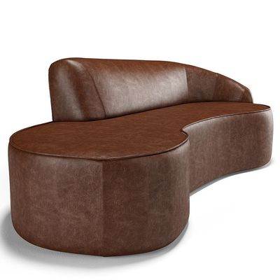 Sofá 3 Lugares Curvo Living Firenze Direito D02 Couríssimo Marrom 230cm B-38 - Lyam
