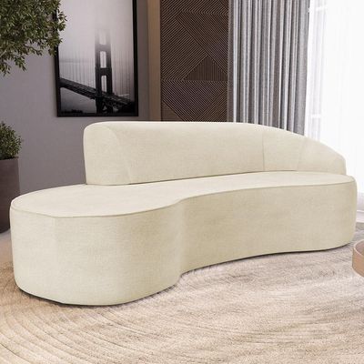 Sofá 4 Lugares Curvo Living Firenze Direito D02 Linho Bege 260cm D-463 - Lyam