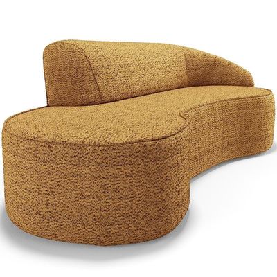 Sofá 4 Lugares Curvo Living Firenze Direito D02  Bouclê Mostarda 260cm Pb-03