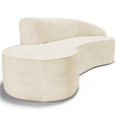 Sofá 4 Lugares Curvo Living Firenze Direito D02 Linho Bege 260cm D-463 - Lyam