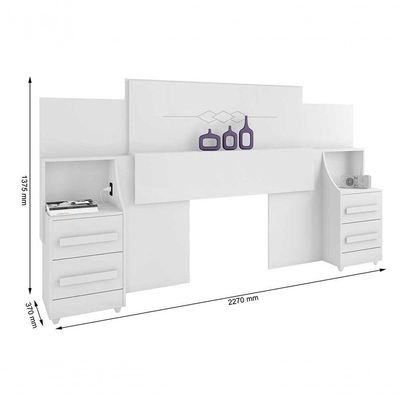 Cabeceira De Casal Extensível Síria Branco - Rv Móveis