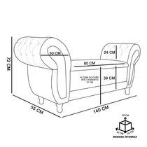 Recamier Com Bau Grécia 140 Cm Corano Nozes Pés Chanfrados