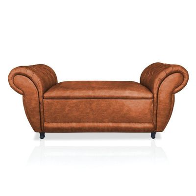 Recamier Com Bau Grécia 140 Cm Corano Nozes Pés Chanfrados