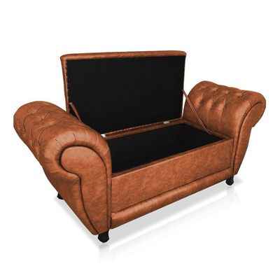 Recamier Com Bau Grécia 140 Cm Corano Nozes Pés Chanfrados