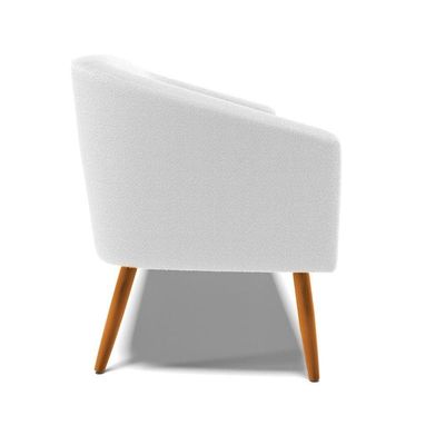 Sofá Namoradeira Stella Bouclê Pés Palito Castanho - D'rossi Cor Off White
