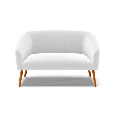 Sofá Namoradeira Stella Bouclê Pés Palito Castanho - D'rossi Cor Off White